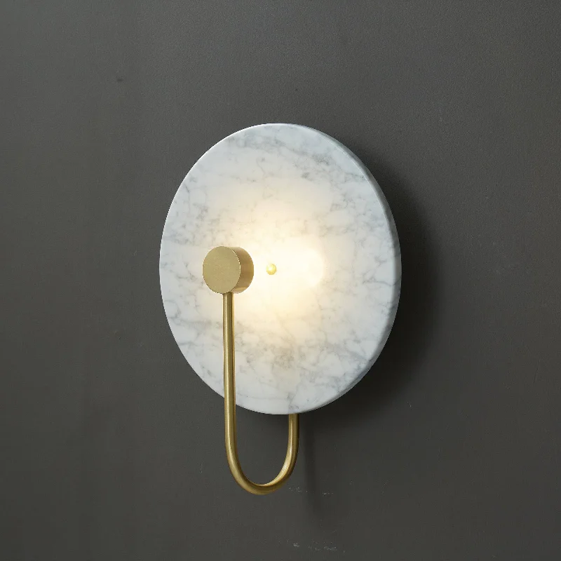 leather wall lamps with a distressed texture for a rugged and stylish lookWhite Marble Wall Lamp 6615-We