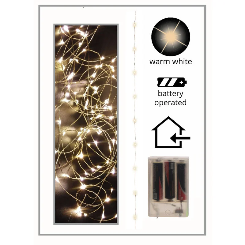 LED String Lights with Warm White GlowCelebrations LED Warm White Micro Light Set 10 ft. (Pack of 12)