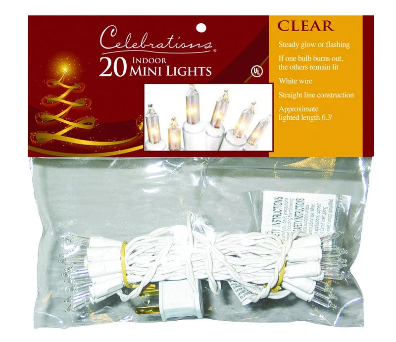 String Lights for Camping TripsCelebrations Mini Clear/Warm White 20 ct String Christmas Lights 4 ft.