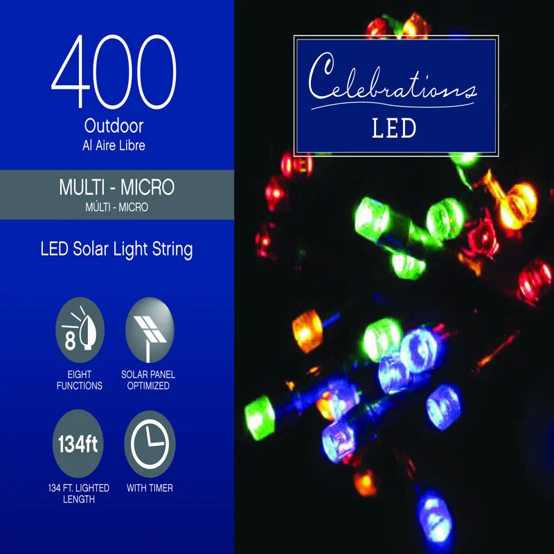 Waterproof String Lights for Patio DecorCelebrations LED Micro Multicolored 400 ct String Christmas Lights 134 ft.