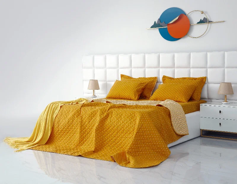modern minimalist bedspreads for contemporary bedrooms6 PCs Bed Spread Set-Mustard Polka modern minimalist bedspreads for contemporary bedrooms6 PCs Bed Spread Set-Mustard Polka