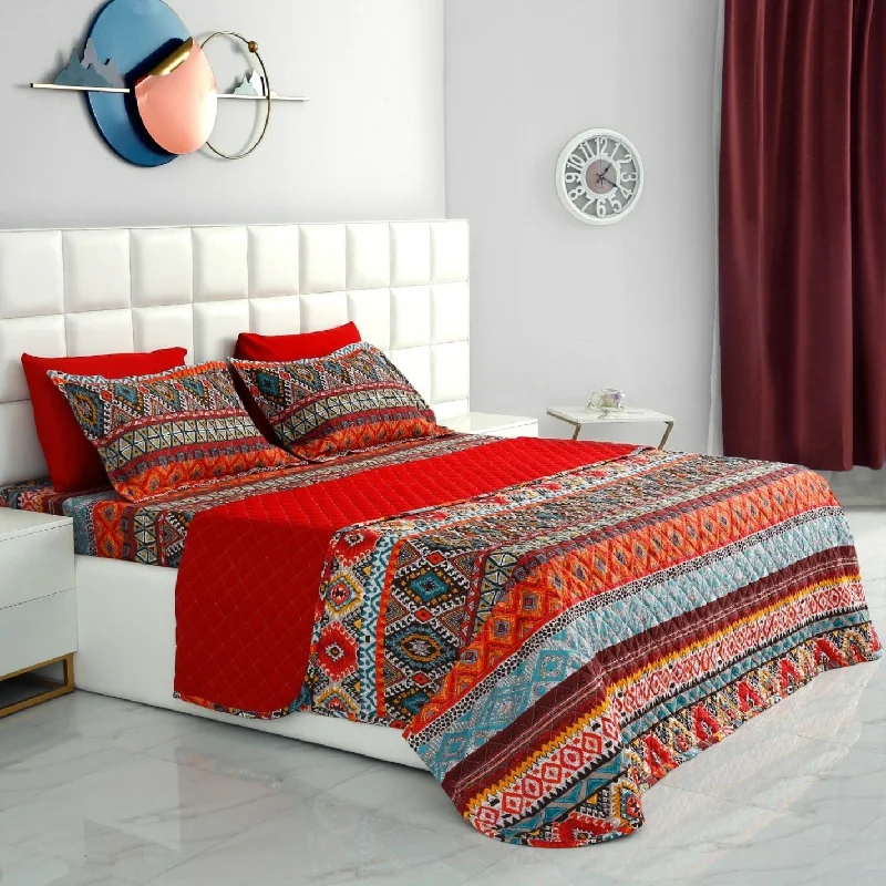 art deco bedspreads with geometric patterns for a retro - inspired bedroom6 PCs Printed Bed Spread Set-Ethnic