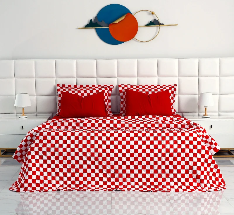 rustic farmhouse bedspreads with patchwork designs for a cozy feel6 PCs Printed Bed Spread Set-Red Chess rustic farmhouse bedspreads with patchwork designs for a cozy feel6 PCs Printed Bed Spread Set-Red Chess