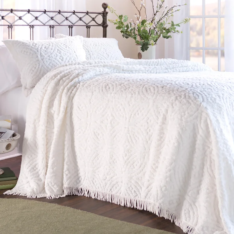 asian - inspired bedspreads with traditional motifs such as cherry blossoms or dragons for a zen atmosphereKing Wedding Ring Tufted Chenille Bedspread asian - inspired bedspreads with traditional motifs such as cherry blossoms or dragons for a zen atmosphereKing Wedding Ring Tufted Chenille Bedspread