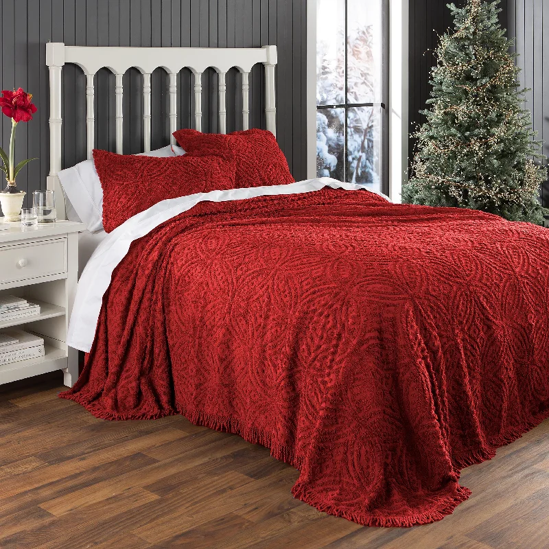 cotton bedspreads for breathability and softnessWedding Ring Tufted Chenille Sham