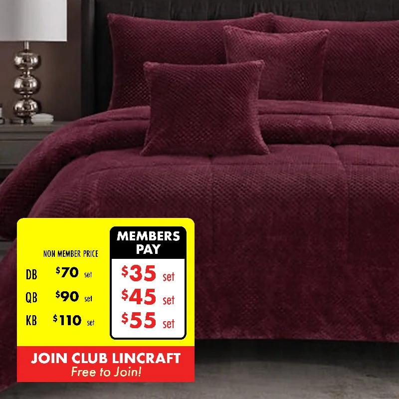 Bamboo - fiber - filled comforters with antibacterial and breathable qualitiesAlaria 3 Piece Waffle Fleece Comforter Set, Burgundy Bamboo - fiber - filled comforters with antibacterial and breathable qualitiesAlaria 3 Piece Waffle Fleece Comforter Set, Burgundy