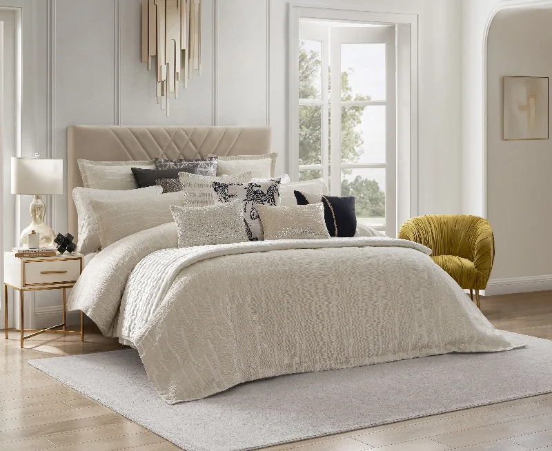 Polyester - filled duvets known for their durability and easy careAlina Ivory Striped Duvet Set Polyester - filled duvets known for their durability and easy careAlina Ivory Striped Duvet Set