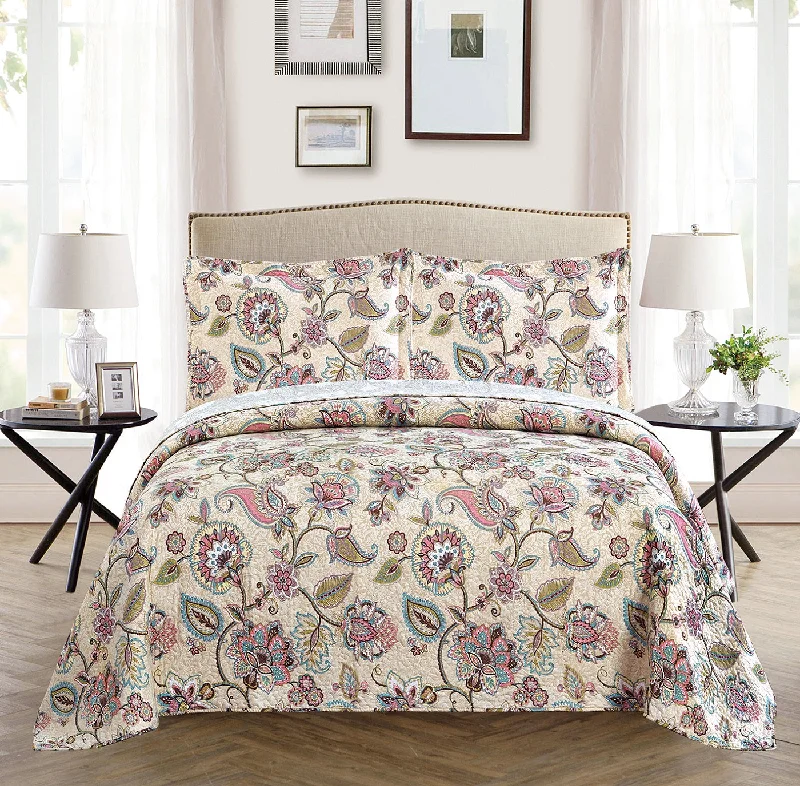 art deco bedspreads with geometric patterns for a retro - inspired bedroom3pc Printed Modern Beige Floral Bedspread Coverlet art deco bedspreads with geometric patterns for a retro - inspired bedroom3pc Printed Modern Beige Floral Bedspread Coverlet