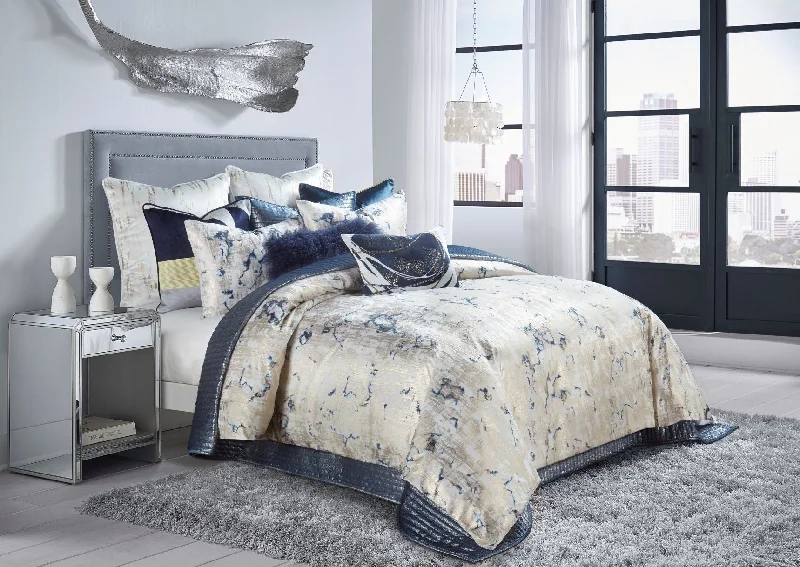 Memory - foam - infused duvets for added body - contouring comfortAmalfi Navy Gold Duvet Memory - foam - infused duvets for added body - contouring comfortAmalfi Navy Gold Duvet