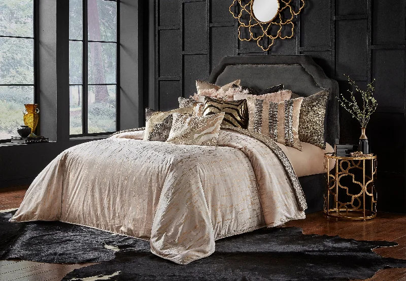 Queen - size duvets suitable for standard queen - sized mattressesArian Ivory Velvet Duvet Cover