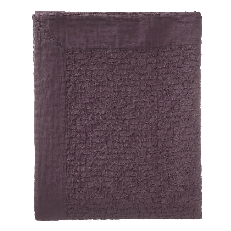 coastal style bedspreads with nautical elements like anchors and stripes for beach - themed roomsAlviela Cotton Bedspread [Aubergine]