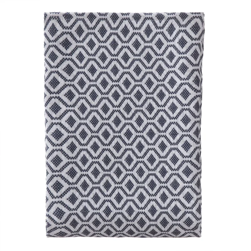 art deco bedspreads with geometric patterns for a retro - inspired bedroomViana Cotton Quilt [Blue grey/White]