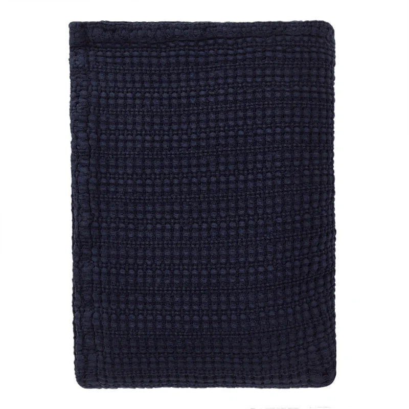 tropical style bedspreads with palm leaves and bright colors for a vacation - like vibeAnadia Cotton Bedspread [Dark blue]