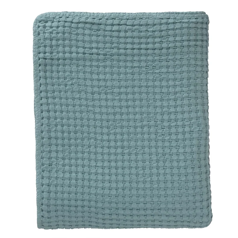 asian - inspired bedspreads with traditional motifs such as cherry blossoms or dragons for a zen atmosphereVeiros Cotton Bedspread [Green grey]