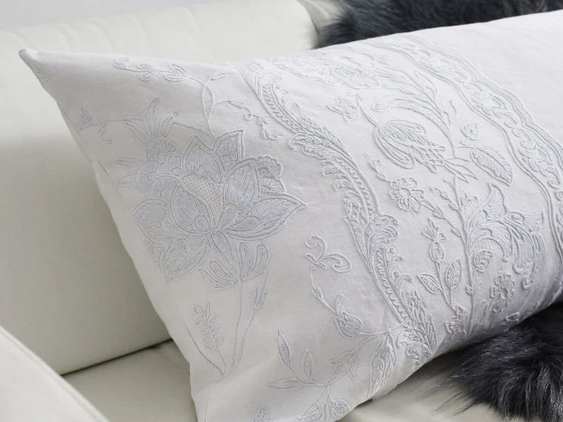 Bolsters for Beach Blankets to Use as a PillowBolsters - Antique French Pale Blue on White Cornely Embroidery on Linen Bolster PB85 Bolsters for Beach Blankets to Use as a PillowBolsters - Antique French Pale Blue on White Cornely Embroidery on Linen Bolster PB85