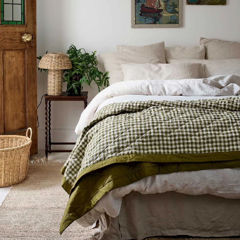Mohair blankets with a unique sheen and softnessBotanical Green Gingham Linen Quilt Mohair blankets with a unique sheen and softnessBotanical Green Gingham Linen Quilt