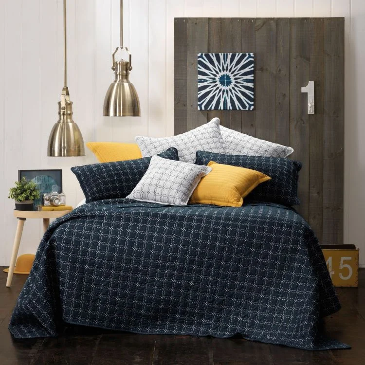 industrial style bedspreads with a rugged look for urban loftsClarence Navy Bedspread by Bianca industrial style bedspreads with a rugged look for urban loftsClarence Navy Bedspread by Bianca