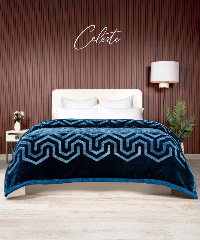 Rayon from bamboo blankets for a silky and breathable feelClassic Solid Embossed Mink Double Blanket, 4kg, Celeste Rayon from bamboo blankets for a silky and breathable feelClassic Solid Embossed Mink Double Blanket, 4kg, Celeste
