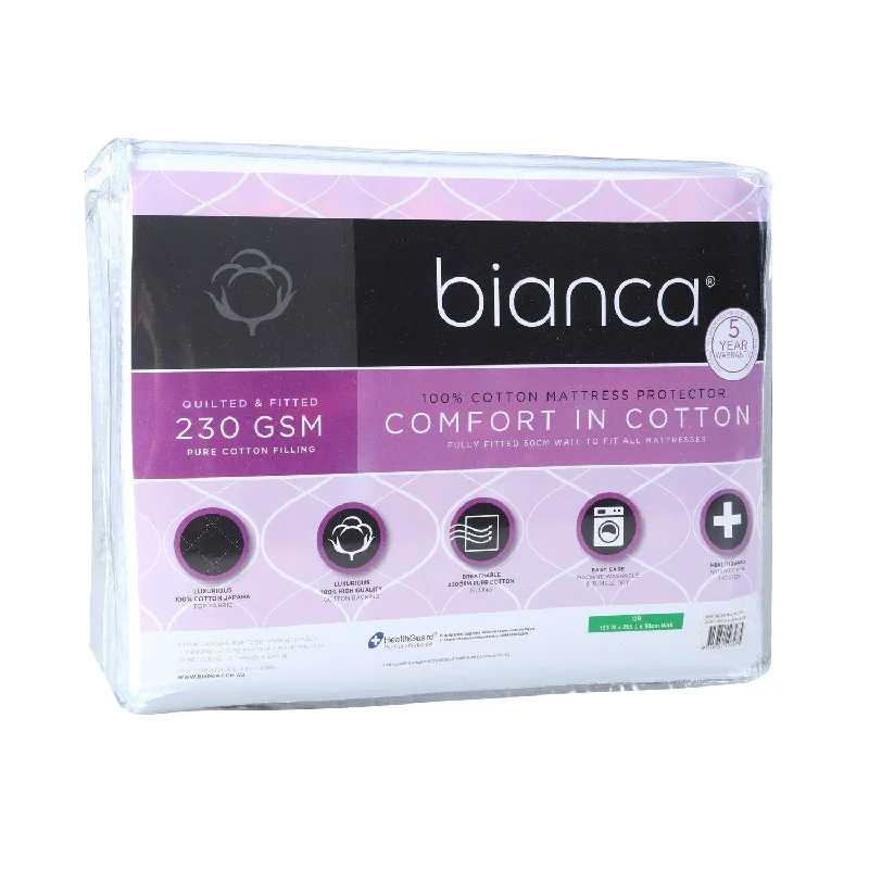 Latex mattresses with natural bounce and breathabilityComfort in Cotton Quilted Mattress Protector by Bianca Latex mattresses with natural bounce and breathabilityComfort in Cotton Quilted Mattress Protector by Bianca