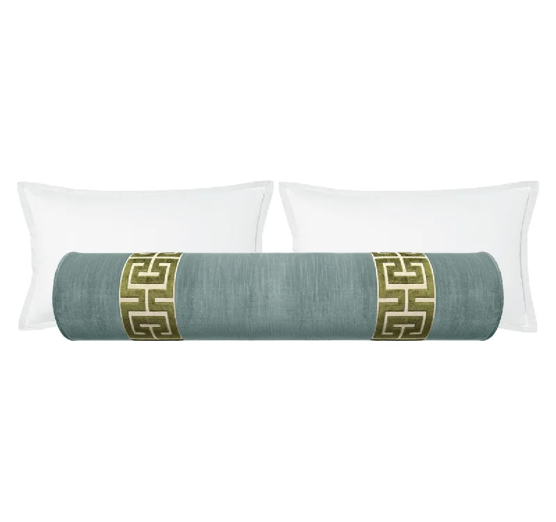 Bolsters for Art Deco - Themed Spaces to Complement the DesignTHE BOLSTER :: STRIE VELVET // CERULEAN BLUE + GREEK TRIM Bolsters for Art Deco - Themed Spaces to Complement the DesignTHE BOLSTER :: STRIE VELVET // CERULEAN BLUE + GREEK TRIM