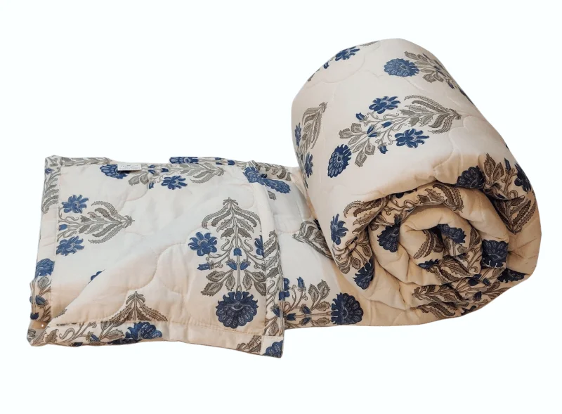 Queen - size comforters for standard queen - sized mattressesCotton Casing Premium Double Comforter (Aangan Blue White & 100% Cotton) Queen - size comforters for standard queen - sized mattressesCotton Casing Premium Double Comforter (Aangan Blue White & 100% Cotton)