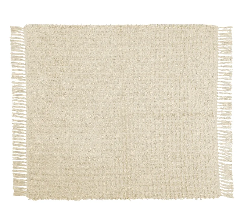 Synthetic fiber blend blankets for a budget - friendly choiceCream Tufted Fringe Throw Synthetic fiber blend blankets for a budget - friendly choiceCream Tufted Fringe Throw