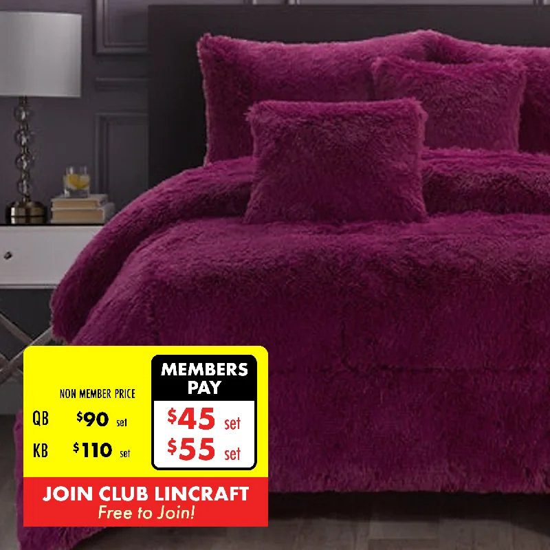 King - size comforters to fit large king - sized beds perfectlyDuchess 3 Piece Shaggy Fleece Comforter Set, Purple King - size comforters to fit large king - sized beds perfectlyDuchess 3 Piece Shaggy Fleece Comforter Set, Purple