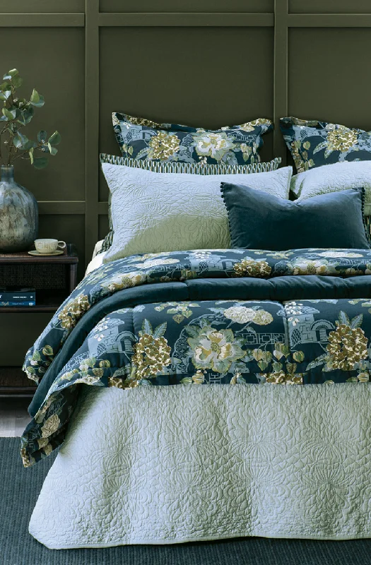 silk bedspreads with a luxurious and smooth texturefontanella duck egg bedspread