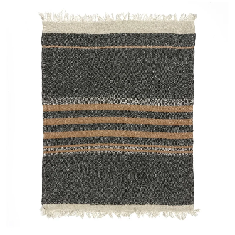 Rayon from bamboo blankets for a silky and breathable feelFouta Black Stripe Belgian Towel Rayon from bamboo blankets for a silky and breathable feelFouta Black Stripe Belgian Towel