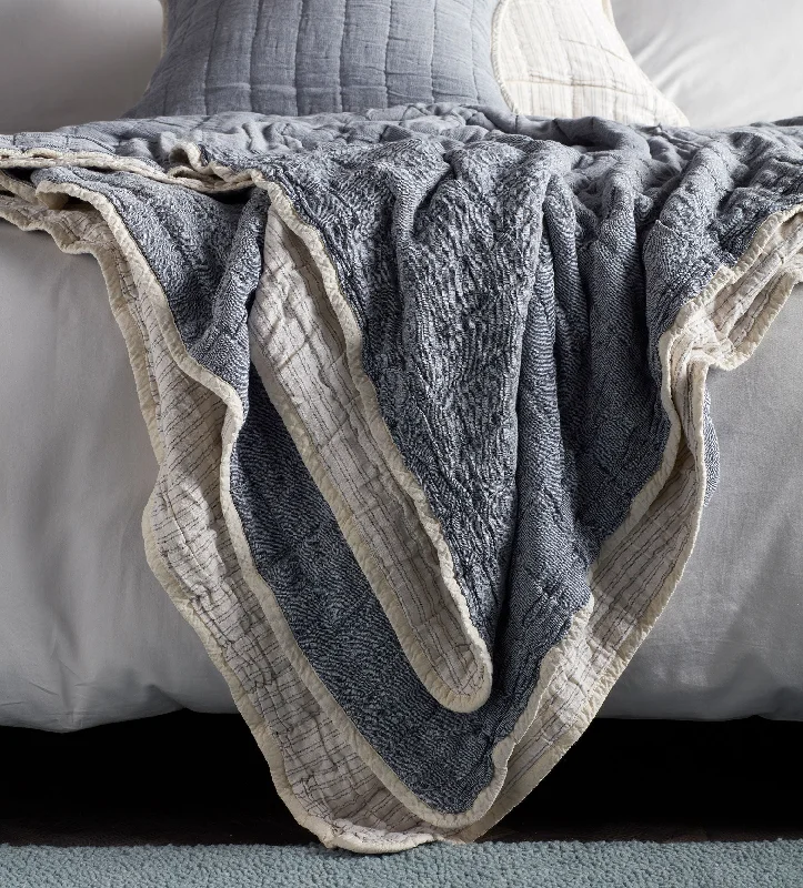 coastal style bedspreads with nautical elements like anchors and stripes for beach - themed roomsFrench Blue Vivienne 100% Cotton Quilted Throw coastal style bedspreads with nautical elements like anchors and stripes for beach - themed roomsFrench Blue Vivienne 100% Cotton Quilted Throw