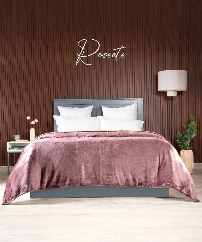 Cashmere blankets for ultimate softness and luxuryHE Style me Solid Double Blanket, 290GSM, 100% Polyster, Roseate