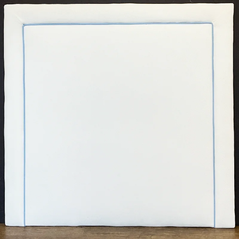Bed skirts for beds with a canopy frameBed skirts for beds with a solid - panel frameHeadboard - Bella White with Blue Jay Linen Piping SQUARE Bed skirts for beds with a canopy frameBed skirts for beds with a solid - panel frameHeadboard - Bella White with Blue Jay Linen Piping SQUARE