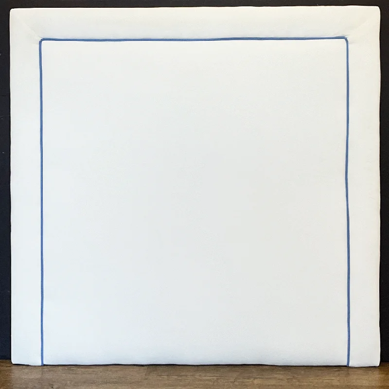 Bed skirts for beds with a slatted frameBed skirts for beds with a non - standard frameHeadboard - Bella White with Marine Blue Linen Piping SQUARE Bed skirts for beds with a slatted frameBed skirts for beds with a non - standard frameHeadboard - Bella White with Marine Blue Linen Piping SQUARE