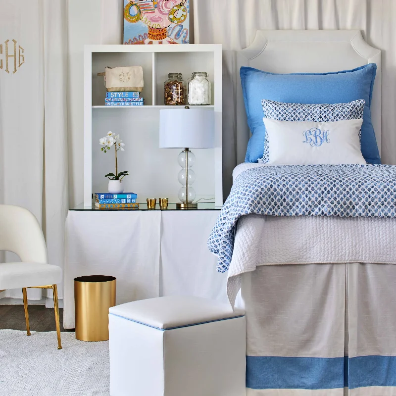 Bed skirts for adjustable - height bedsBed skirts for beds with a rectangular frameHeadboard (Q) - Bella White with White Piping (Queen) Bed skirts for adjustable - height bedsBed skirts for beds with a rectangular frameHeadboard (Q) - Bella White with White Piping (Queen)