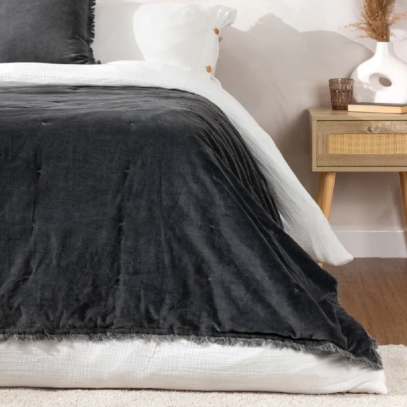 rustic farmhouse bedspreads with patchwork designs for a cozy feelJaye Cotton Velvet Filled Bedspread Slate rustic farmhouse bedspreads with patchwork designs for a cozy feelJaye Cotton Velvet Filled Bedspread Slate