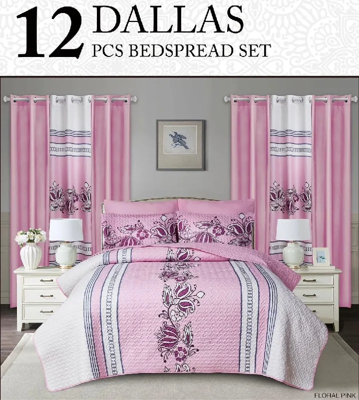 cotton bedspreads for breathability and softnessking  Dallas  Bedspread Set 12Piece