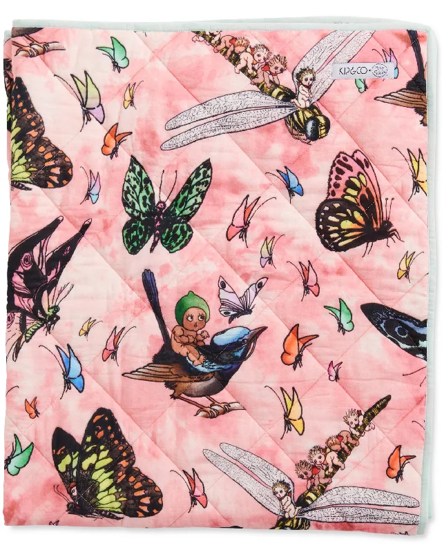 asian - inspired bedspreads with traditional motifs such as cherry blossoms or dragons for a zen atmosphereKip&Co x May Gibbs Fly Baby Organic Cotton Quilted Cot Bedspread asian - inspired bedspreads with traditional motifs such as cherry blossoms or dragons for a zen atmosphereKip&Co x May Gibbs Fly Baby Organic Cotton Quilted Cot Bedspread