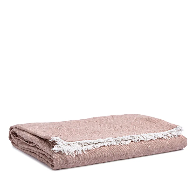 Cotton blankets for breathability and a lightweight feelLinen throw pink salt