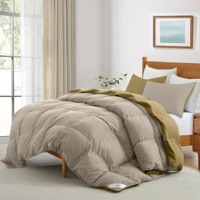 Down - filled comforters for supreme warmth and lightnessAll Season Dark Beige Super Soft Reversible King Comforter Set 220x240cm with 2 Pillow Case Down - filled comforters for supreme warmth and lightnessAll Season Dark Beige Super Soft Reversible King Comforter Set 220x240cm with 2 Pillow Case