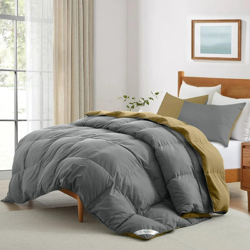 Down - filled comforters for supreme warmth and lightnessAll Season Silver Super Soft Reversible King Comforter Set 220x240cm with 2 Pillow Case Down - filled comforters for supreme warmth and lightnessAll Season Silver Super Soft Reversible King Comforter Set 220x240cm with 2 Pillow Case