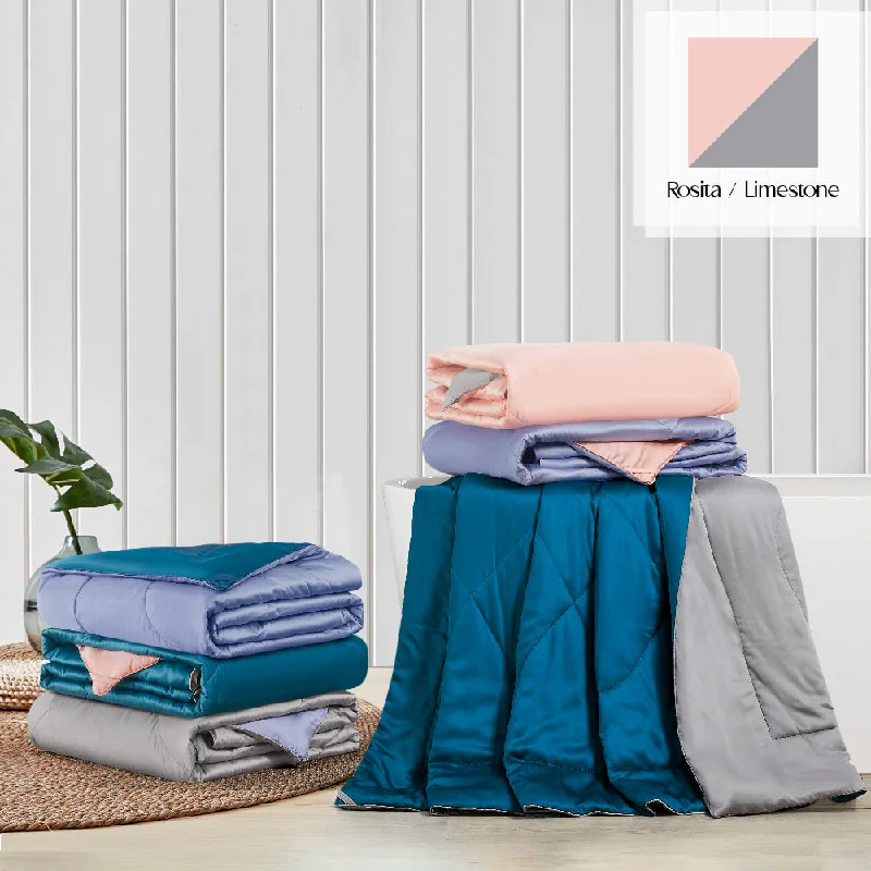 Memory - foam - infused duvets for added body - contouring comfortMarie Claire Montaigne 100% Modal 1000TC Summer Quilt - Rosita/Limestone (Reversible) Memory - foam - infused duvets for added body - contouring comfortMarie Claire Montaigne 100% Modal 1000TC Summer Quilt - Rosita/Limestone (Reversible)