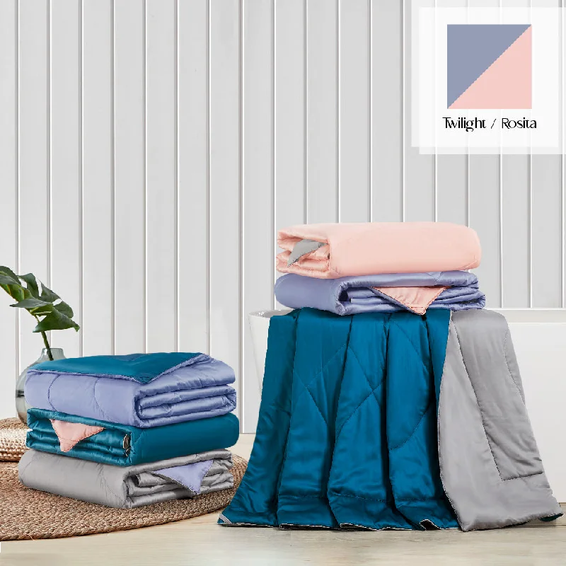 Polyester - filled duvets known for their durability and easy careMarie Claire Montaigne 100% Modal 1000TC Summer Quilt - Twilight/Rosita (Reversible) Polyester - filled duvets known for their durability and easy careMarie Claire Montaigne 100% Modal 1000TC Summer Quilt - Twilight/Rosita (Reversible)