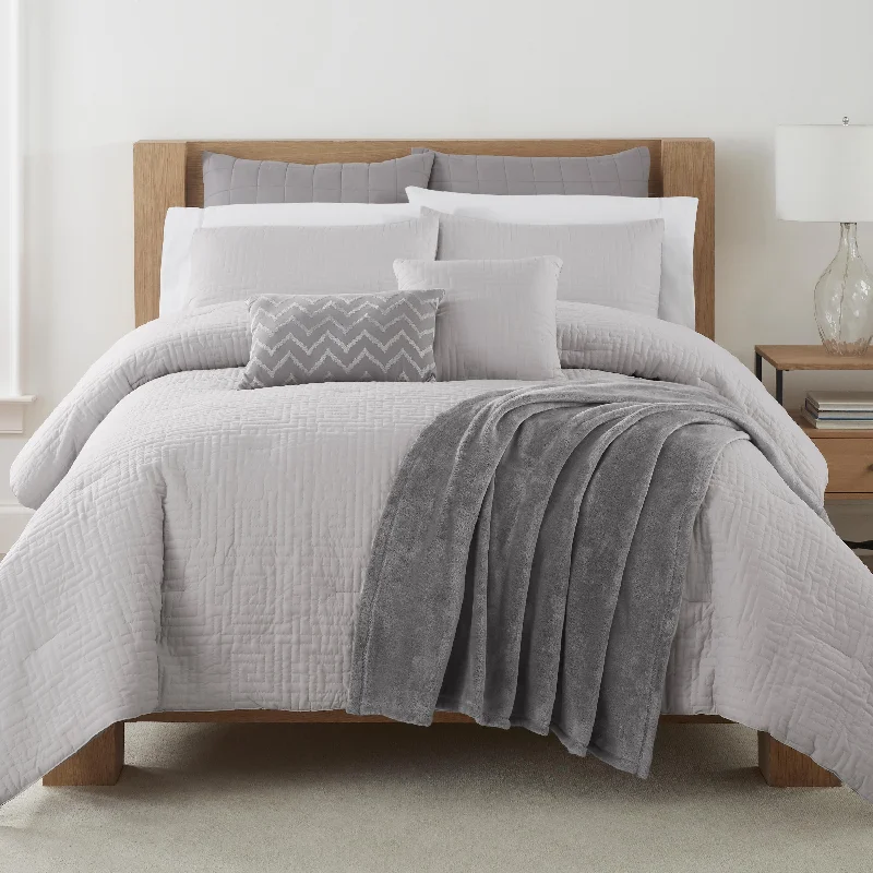 Silk - filled comforters for a luxurious and smooth touchMartex Paloma Grey 8-Piece Bed in a Bag Comforter Set Silk - filled comforters for a luxurious and smooth touchMartex Paloma Grey 8-Piece Bed in a Bag Comforter Set
