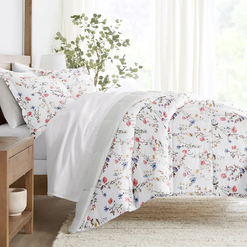 Bamboo - fiber - filled comforters with antibacterial and breathable qualitiesMeadow Floral Reversible Down-Alternative Comforter Set