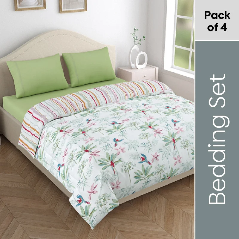 Synthetic - filled comforters like polyester for affordability and hypoallergenic propertiesMicrofibre Reversible Comforter Bedding Set, Palmscape Olive Synthetic - filled comforters like polyester for affordability and hypoallergenic propertiesMicrofibre Reversible Comforter Bedding Set, Palmscape Olive