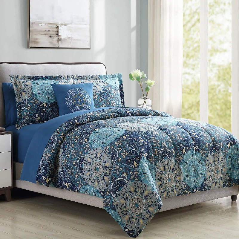 Full - size comforters suitable for full - sized beds in guest rooms or small bedroomsModern Threads 8-Piece Printed Reversible Complete Bed Set Granada Full - size comforters suitable for full - sized beds in guest rooms or small bedroomsModern Threads 8-Piece Printed Reversible Complete Bed Set Granada