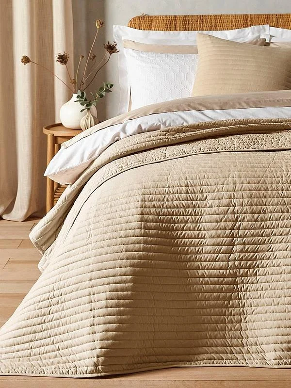 mid - century modern bedspreads with iconic shapes and colors for a stylish spaceNatural Quilted Lines Bedspread mid - century modern bedspreads with iconic shapes and colors for a stylish spaceNatural Quilted Lines Bedspread