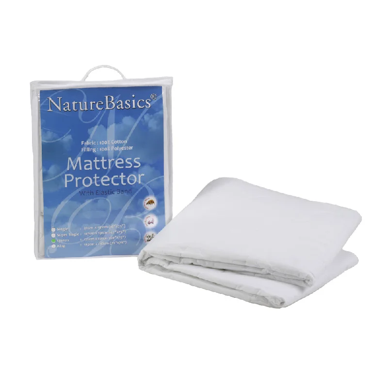 Wool - filled mattresses for natural insulation and moisture - wickingNature Basics Anti-Dustmite 100%Cotton Mattress Protector (Elastic Band) Wool - filled mattresses for natural insulation and moisture - wickingNature Basics Anti-Dustmite 100%Cotton Mattress Protector (Elastic Band)