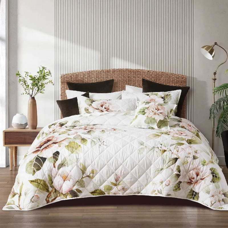 country style bedspreads with floral prints and gingham accents for a homely feelRosalia Coverlet Set White country style bedspreads with floral prints and gingham accents for a homely feelRosalia Coverlet Set White