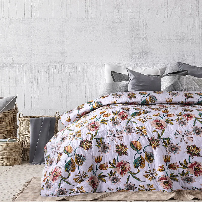 mid - century modern bedspreads with iconic shapes and colors for a stylish spaceRustic Flower Bedspread